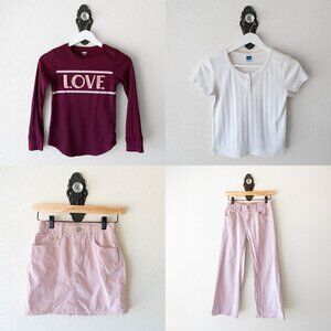 Old Navy Girls 4 Pc Bundle Size L 10–12 Clothing Valentine’s Day Top Jeans Skirt